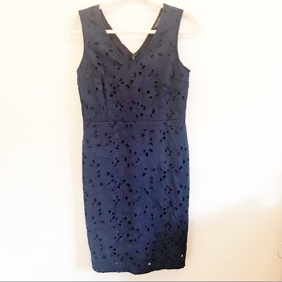 banana republic navy eyelet dress